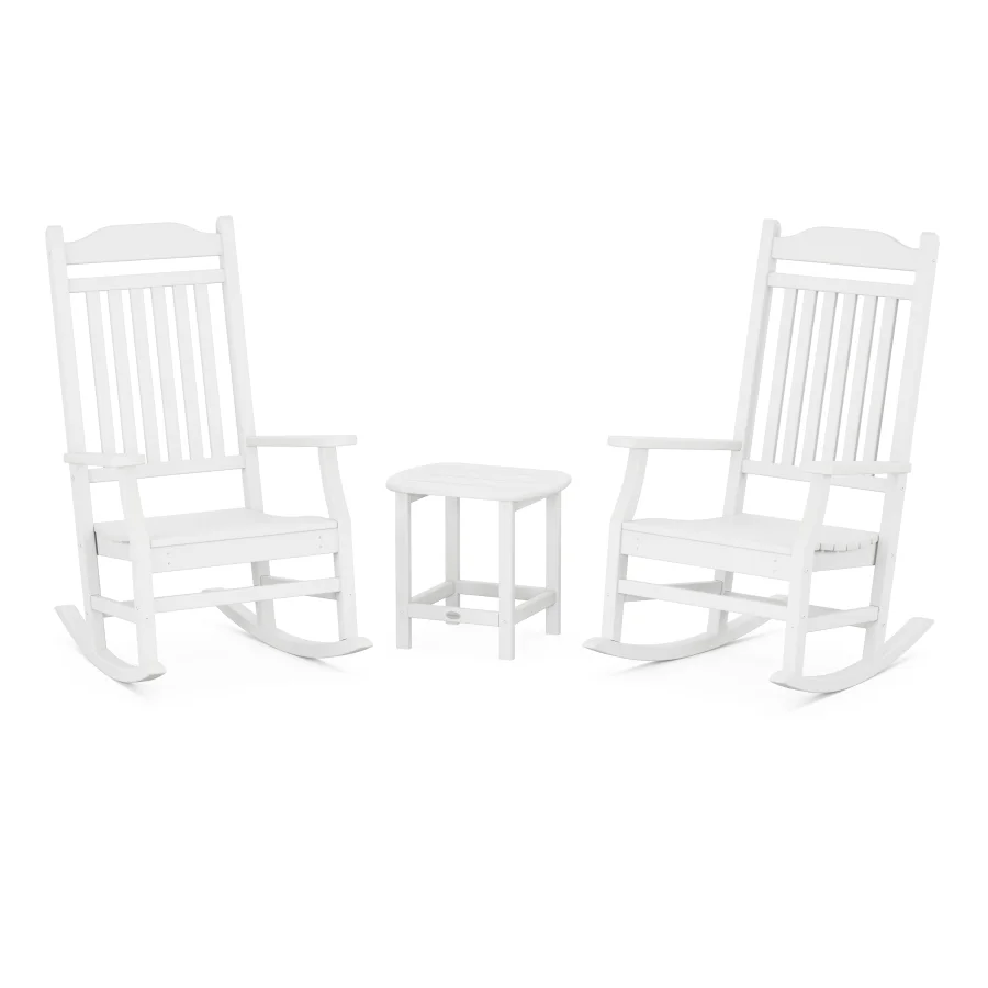 POLYWOOD Cottage Rocking Chair 3-Piece Set in White