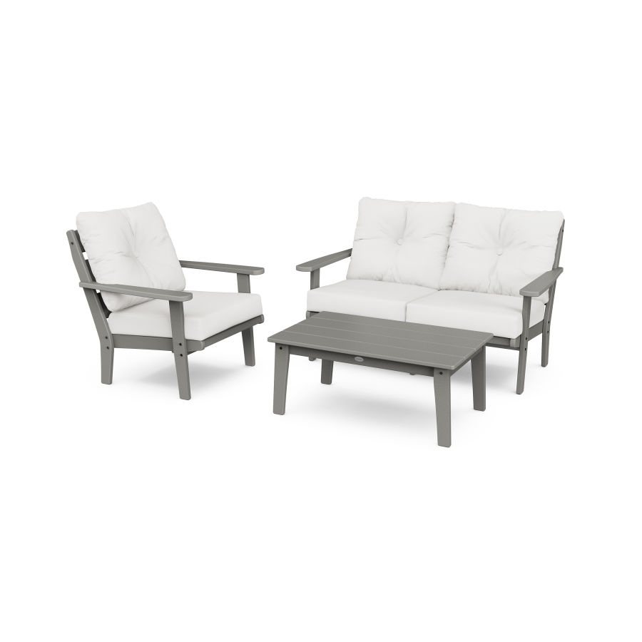 POLYWOOD Lakeside 3-Piece Deep Seating Set in Slate Grey / Natural Linen