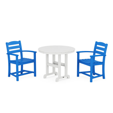 La Casa Café 3-Piece Round Dining Set in Pacific Blue