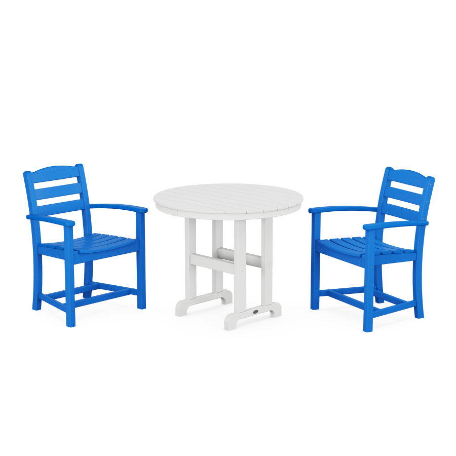 POLYWOOD La Casa Café 3-Piece Round Dining Set in Pacific Blue