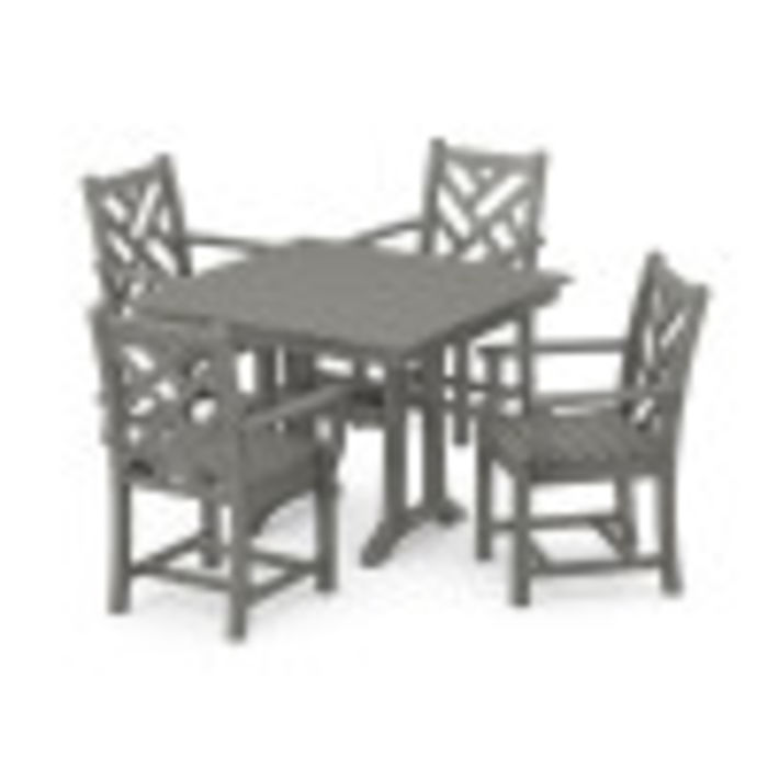POLYWOOD Chippendale 5-Piece Farmhouse Trestle Arm Chair Dining Set