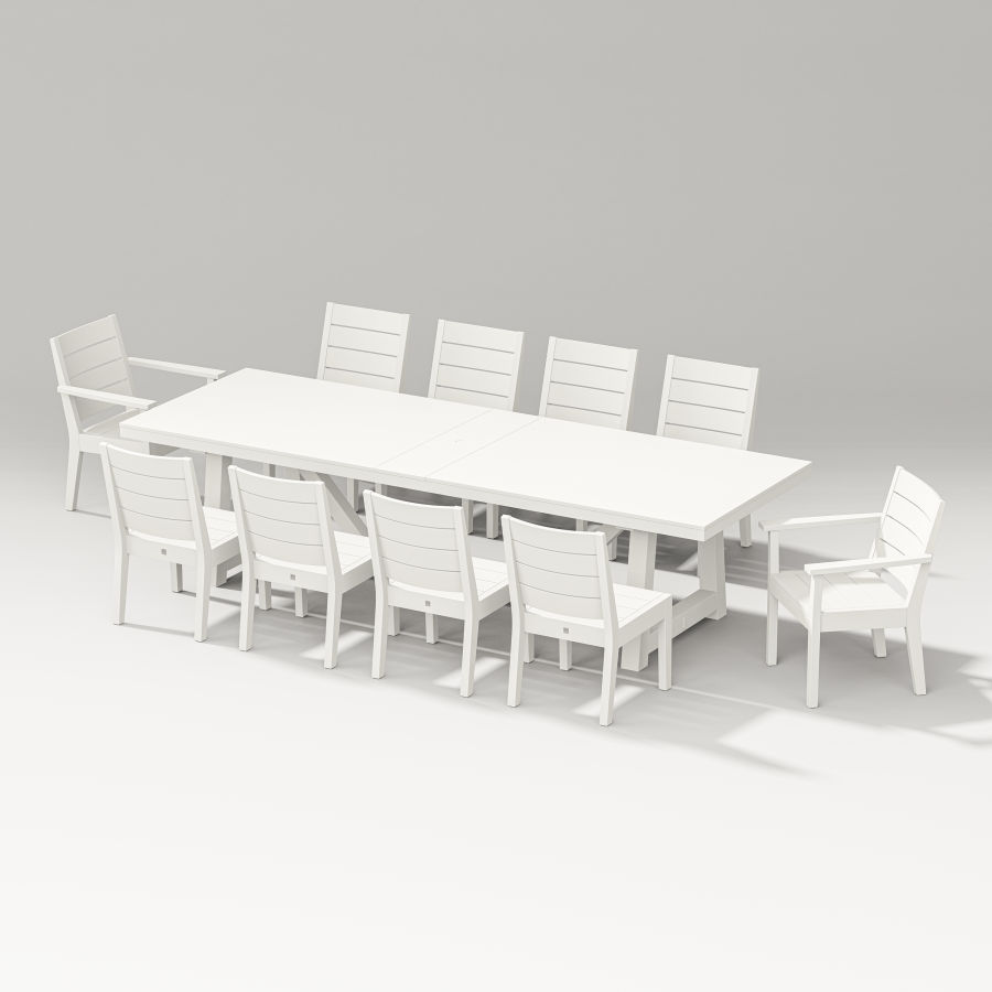 POLYWOOD Latitude 11-Piece A-Frame Table Dining Set in Vintage White