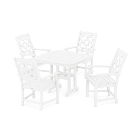 Chinoiserie 5-Piece Dining Set in White