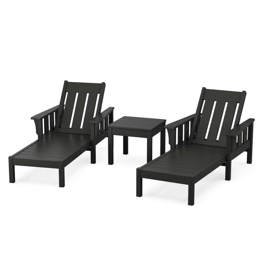 POLYWOOD Acadia 3-Piece Chaise Set in Black