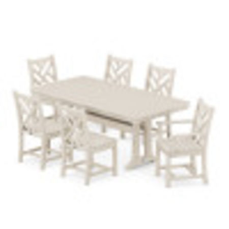 Chippendale 7-Piece Nautical Trestle Dining Set in Sand