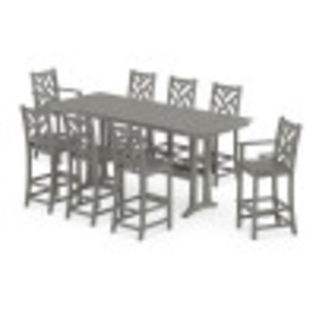 POLYWOOD Chippendale 9-Piece Farmhouse Bar Set with Trestle Legs