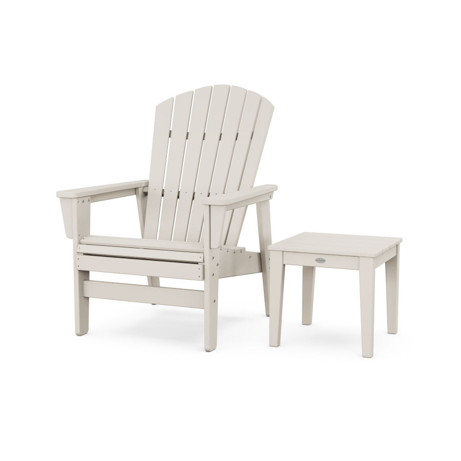 POLYWOOD Nautical Grand Upright Adirondack Chair with Side Table in Sand