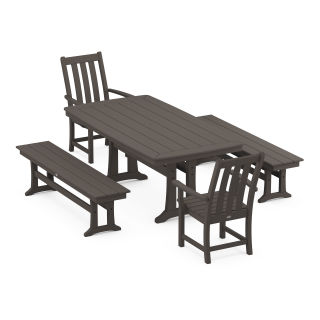 Vineyard 5-Piece Dining Set with Trestle Legs in Vintage Finish