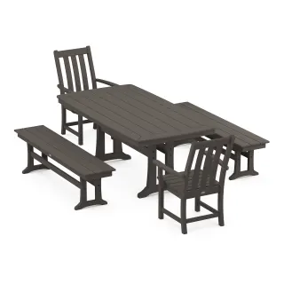 POLYWOOD Vineyard 5-Piece Dining Set with Trestle Legs in Vintage Finish