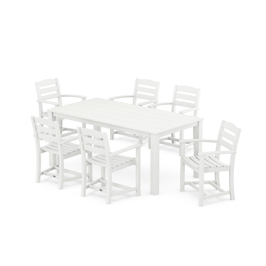 POLYWOOD La Casa Cafe' Arm Chair 7-Piece Parsons Dining Set in White