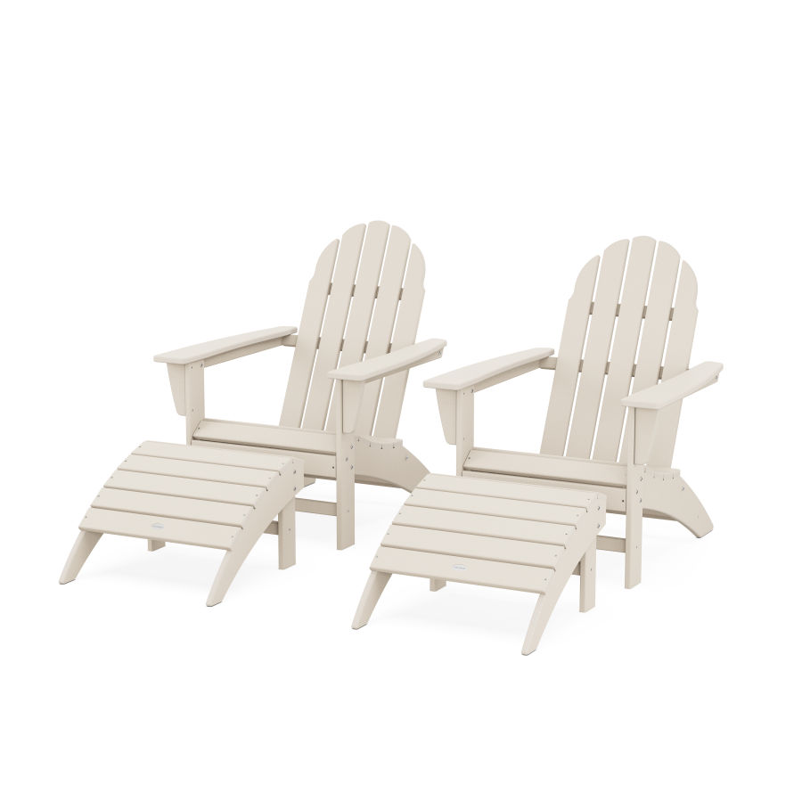 POLYWOOD Vineyard Adirondack Chair 4-Piece Set with Ottomans in Sand