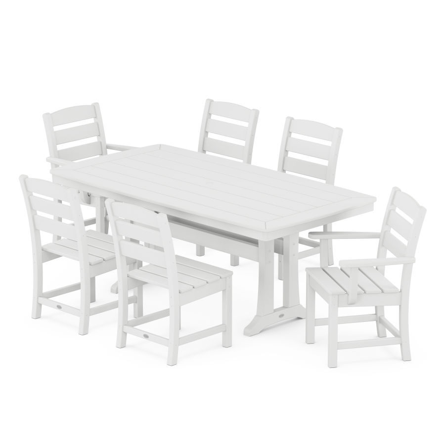 POLYWOOD Lakeside 7-Piece Dining Set with Trestle Legs in White