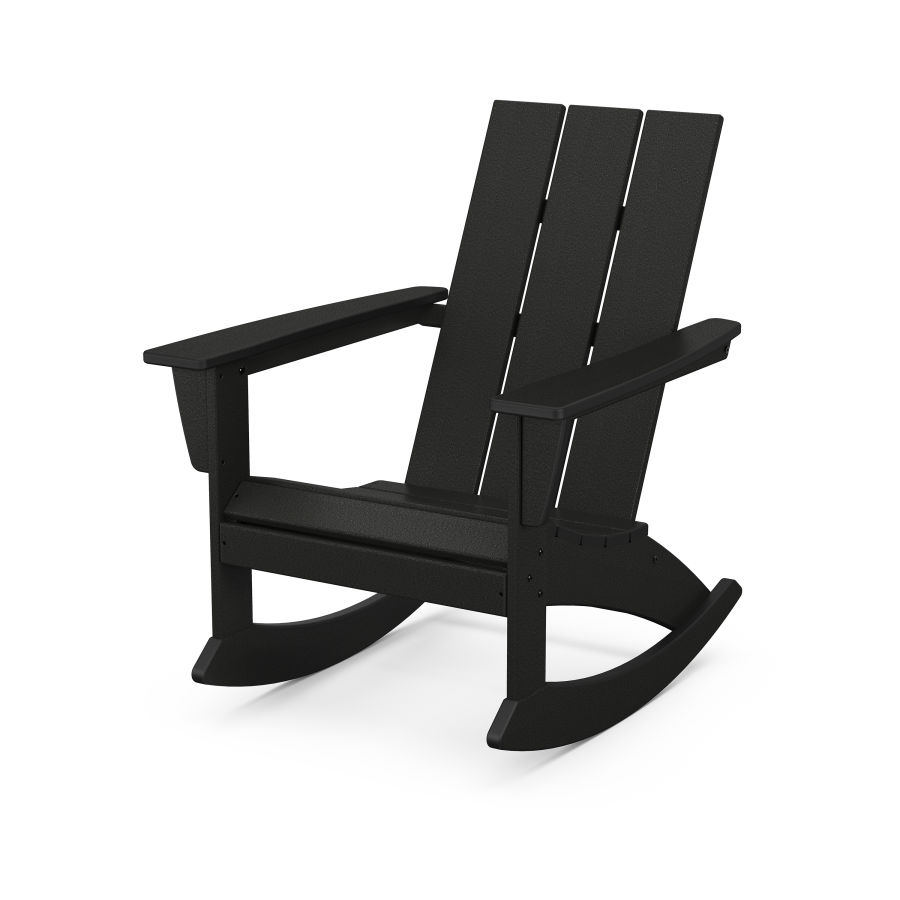 POLYWOOD Modern Adirondack Rocking Chair in Black