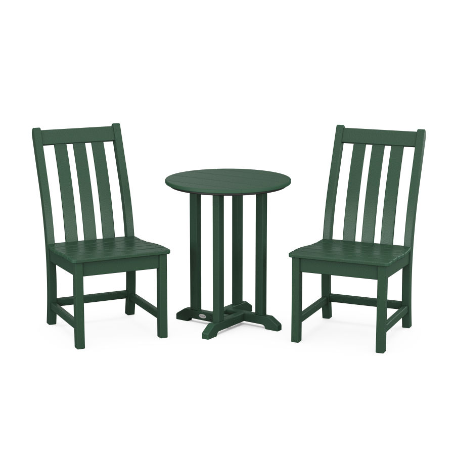 POLYWOOD Vineyard Side Chair 3-Piece Round Dining Set in Green