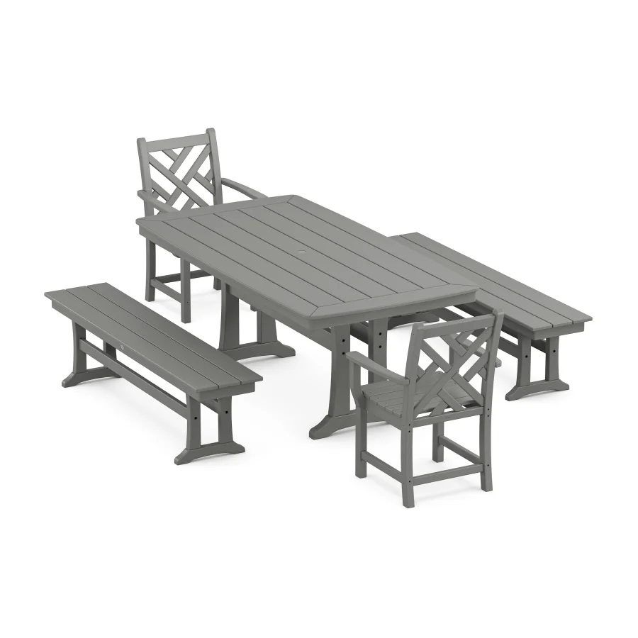 POLYWOOD Chippendale 5-Piece Dining Set with Trestle Legs