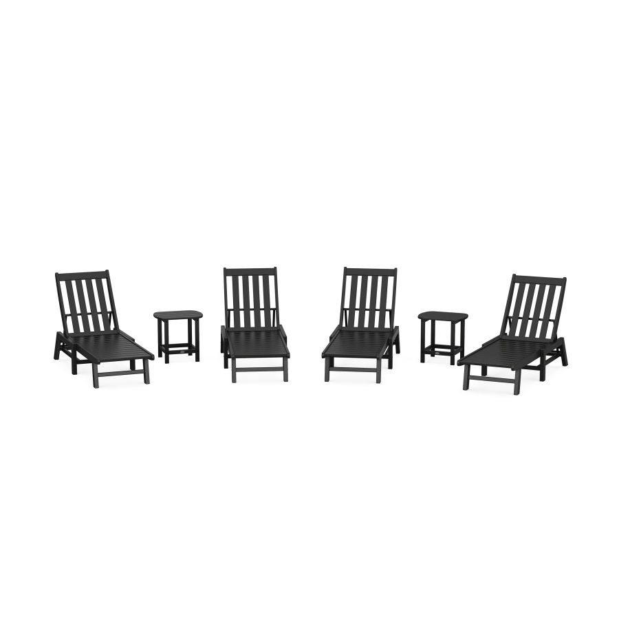 POLYWOOD Vineyard 6-Piece Chaise Set in Black
