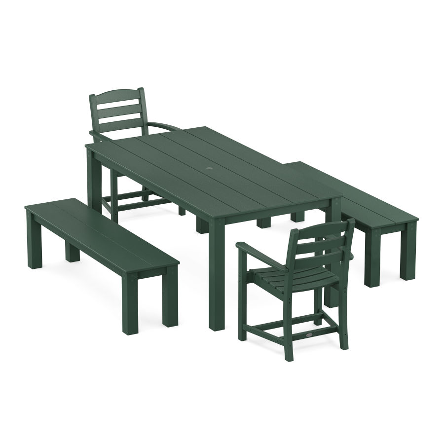 POLYWOOD La Casa Cafe' 5-Piece Parsons Dining Set with Benches in Green