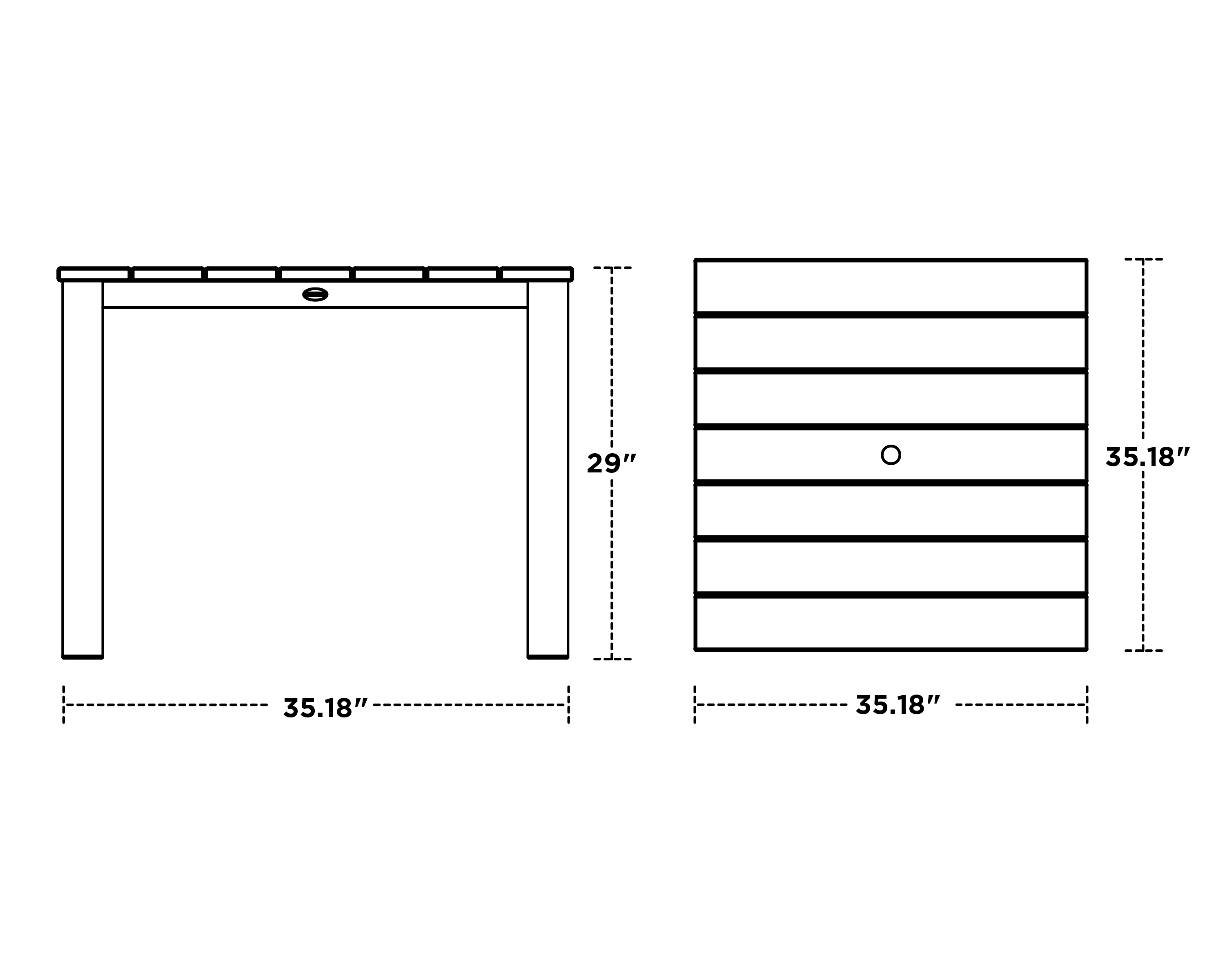 Dimensions for MOD 36" Dining Table