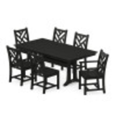 Chippendale 7-Piece Farmhouse Trestle Dining Set in Black