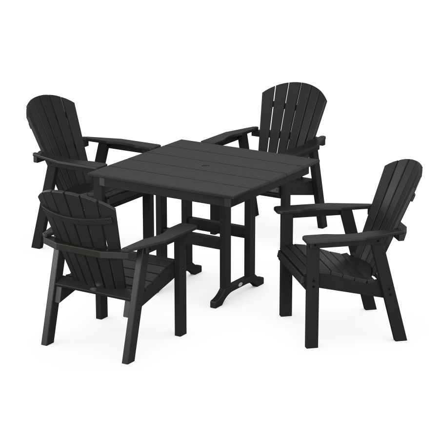 POLYWOOD Seashell Side Chair 5-Piece Farmhouse Dining Set in Black