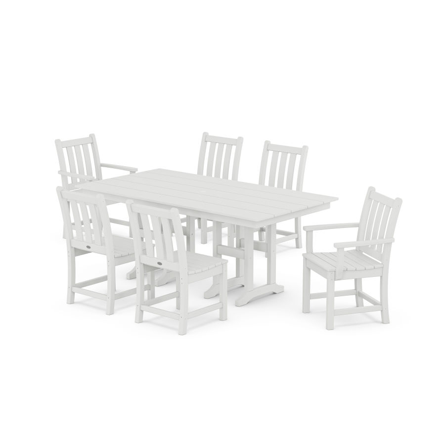 POLYWOOD Traditional Garden 7-Piece Farmhouse Dining Set in White