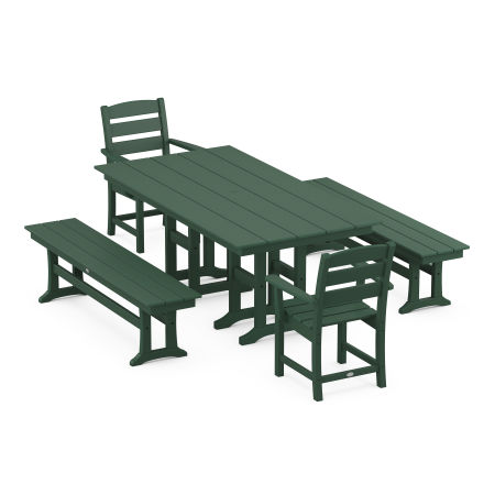 Lakeside 5-Piece Farmhouse Dining Set in Green