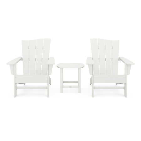 POLYWOOD Wave 3-Piece Adirondack Chair Set in Vintage White