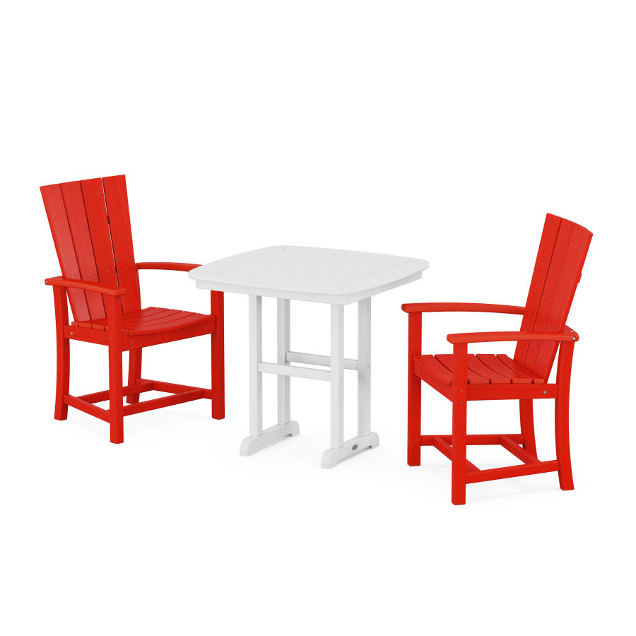 POLYWOOD Quattro 3-Piece Dining Set in Sunset Red
