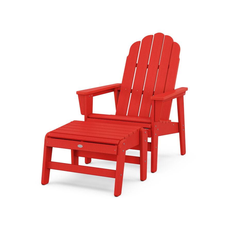 POLYWOOD Vineyard Grand Upright Adirondack Chair with Ottoman in Sunset Red