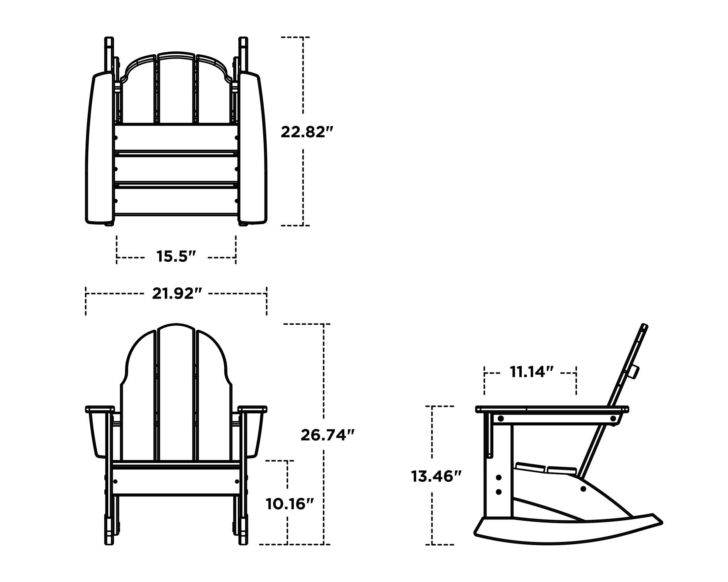 Dimensions for Kids Vineyard Adirondack Rocking Chair