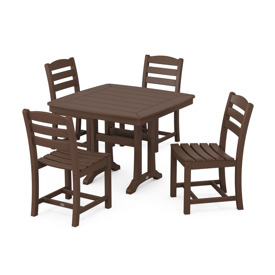 POLYWOOD La Casa Café Side Chair 5-Piece Dining Set with Trestle Legs in Mahogany