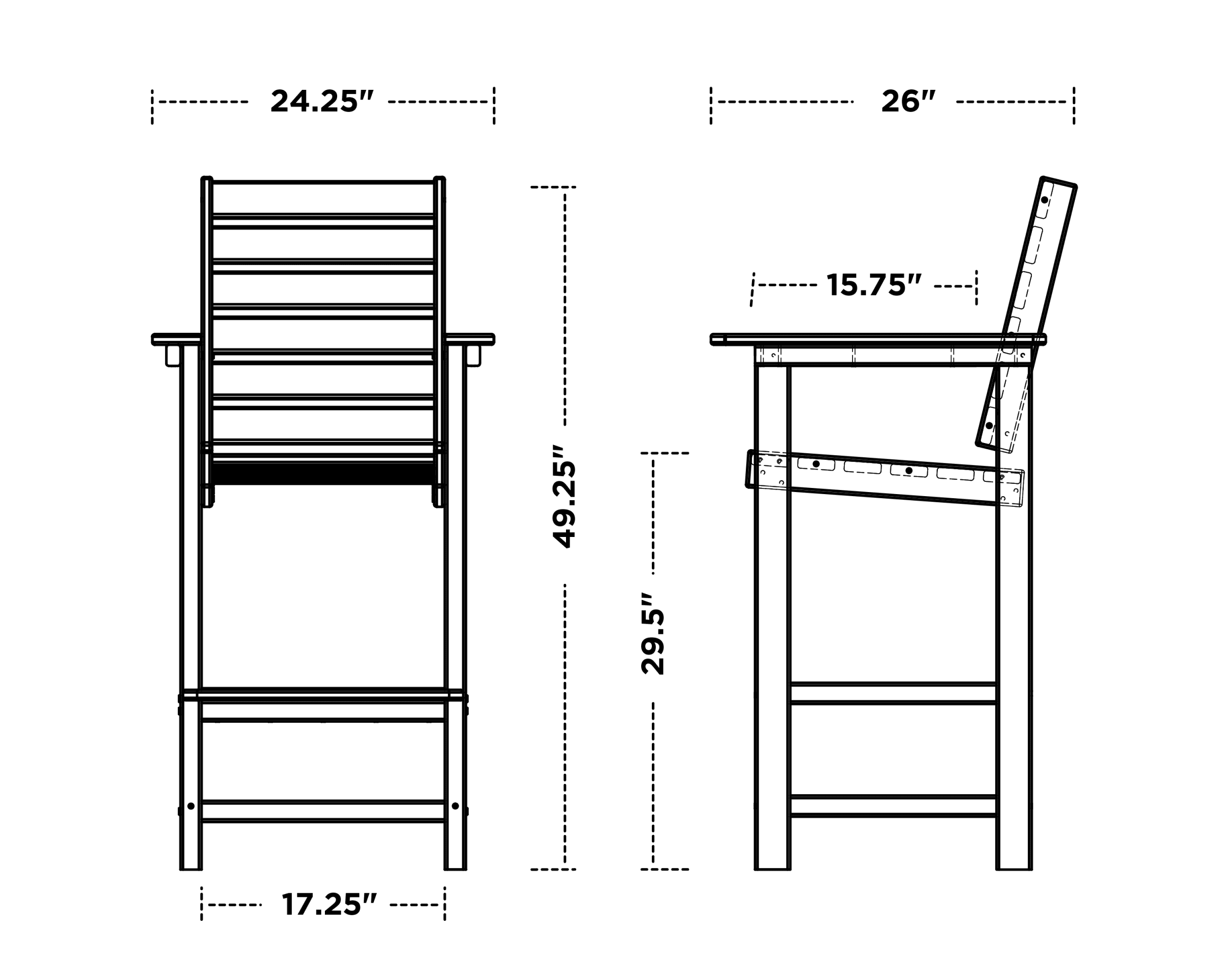 Dimensions for Captain Bar Chair