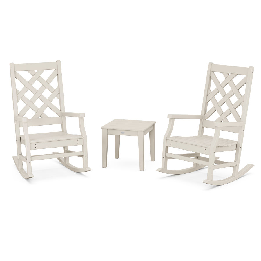 POLYWOOD Wovendale 3-Piece Rocking Chair Set in Sand