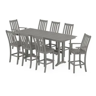 POLYWOOD Vineyard 9-Piece Farmhouse Bar Set with Trestle Legs