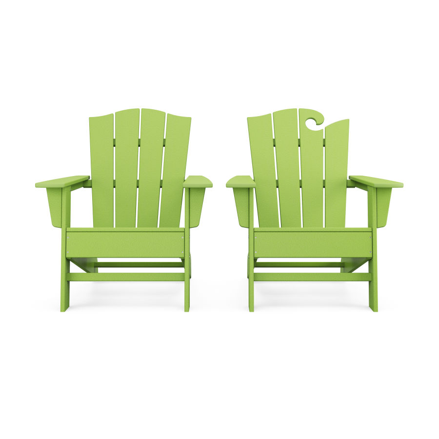 POLYWOOD Wave 2-Piece Adirondack Chair Set with The Crest Chair in Lime
