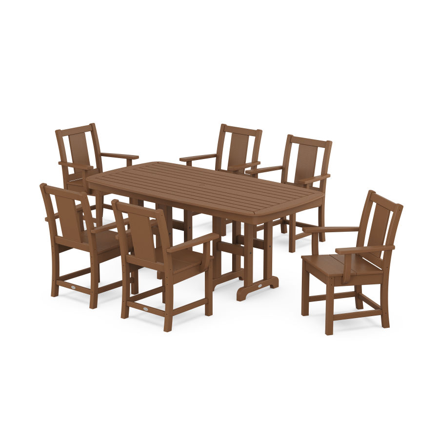 POLYWOOD Prairie Arm Chair 7-Piece Dining Set in Teak