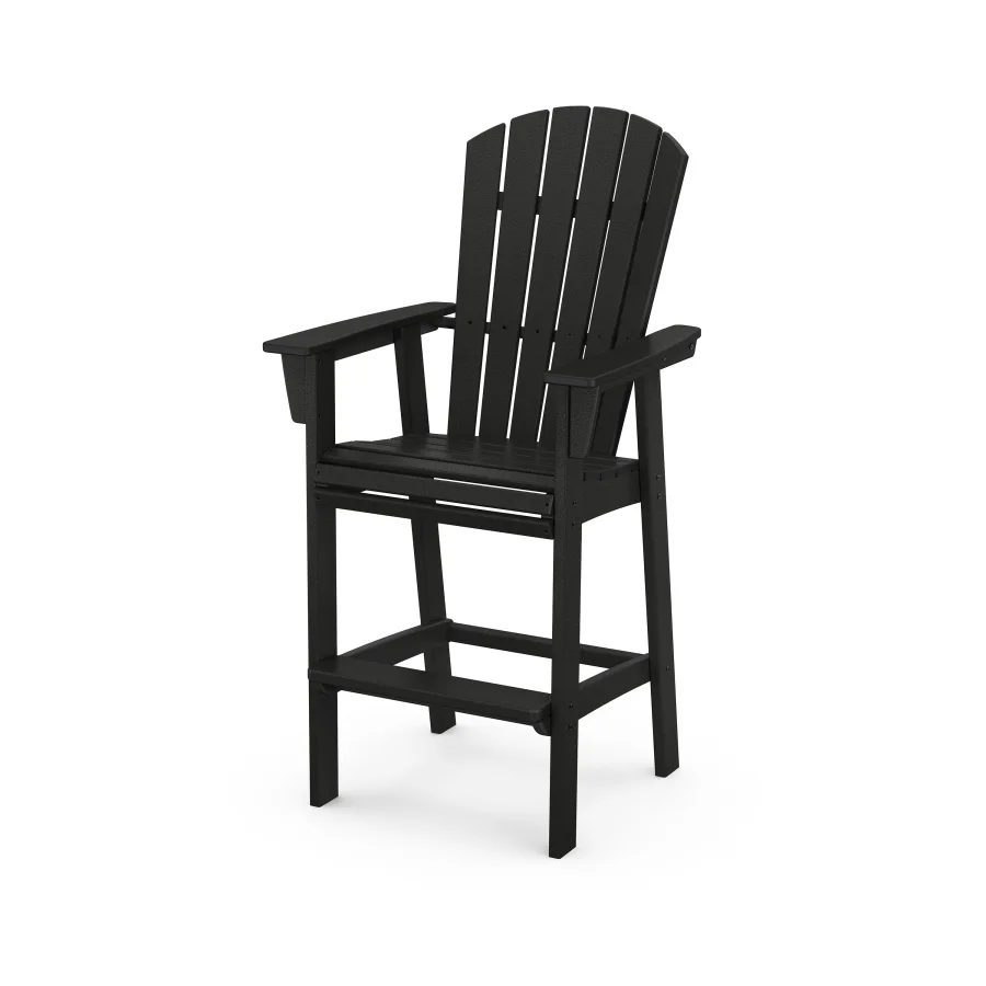 POLYWOOD Nautical Adirondack Bar Chair in Black