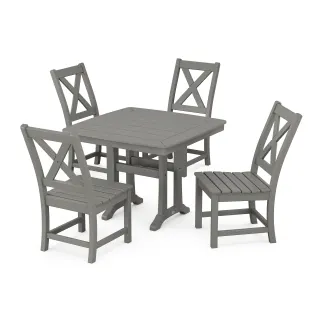 POLYWOOD Braxton Side Chair 5-Piece Dining Set with Trestle Legs