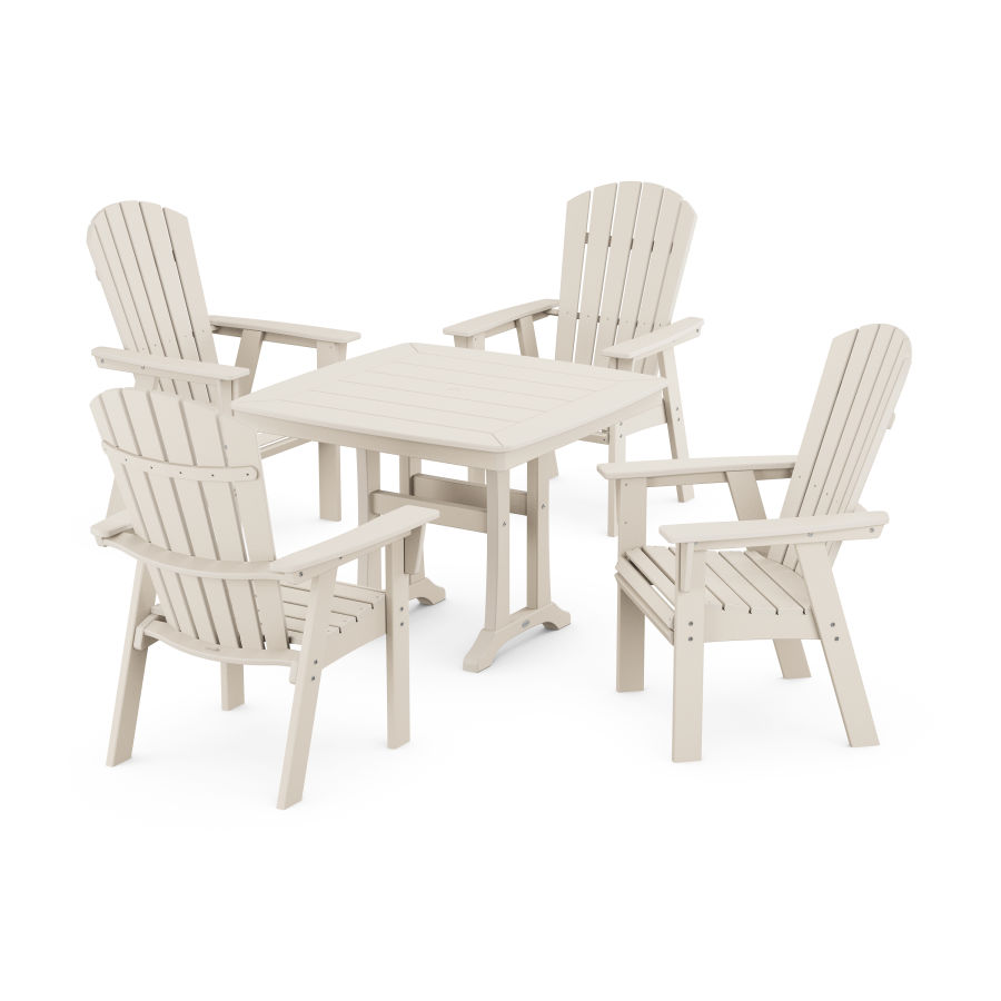 POLYWOOD Nautical Adirondack 5-Piece Dining Set with Trestle Legs in Sand