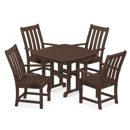 Vineyard 5-Piece Arm Chair Dining Set in Mahogany