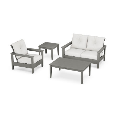 POLYWOOD Prescott 4-Piece Deep Seating Set in Slate Grey / Natural Linen