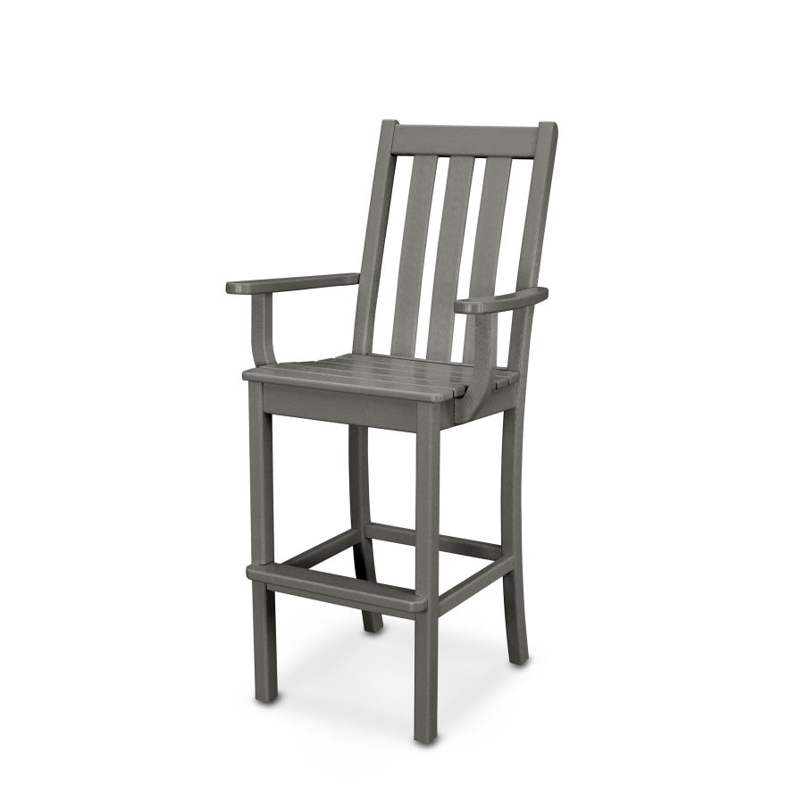 POLYWOOD Vineyard Bar Arm Chair in Slate Grey