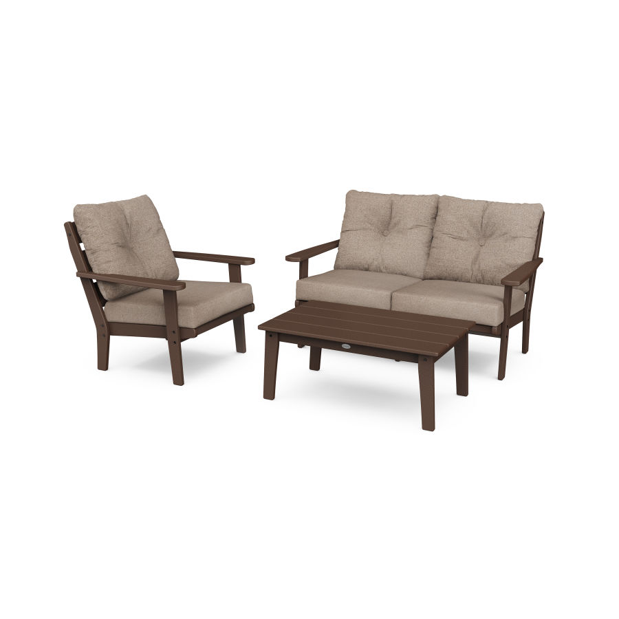 POLYWOOD Lakeside 3-Piece Deep Seating Set in Mahogany / Spiced Burlap