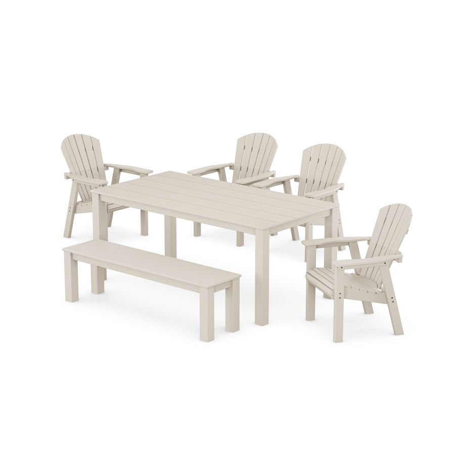POLYWOOD Seashell 6-Piece Parsons Dining Set with Bench in Sand