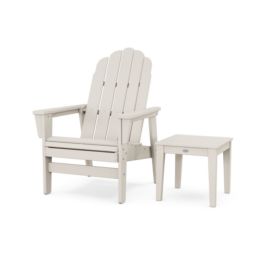 POLYWOOD Vineyard Grand Upright Adirondack Chair with Side Table in Sand