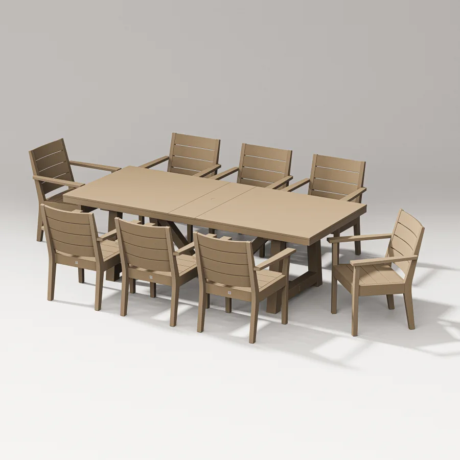 POLYWOOD Latitude 9-Piece A-Frame Table Dining Set