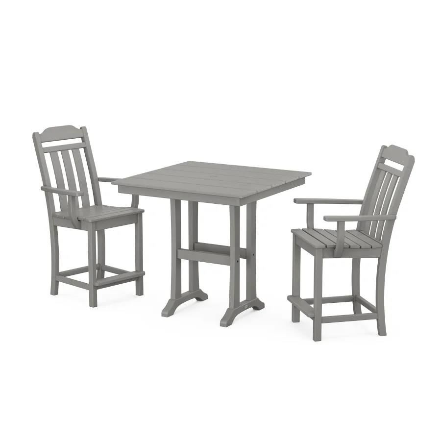 POLYWOOD Cottage 3-Piece Farmhouse Counter Set with Trestle Legs