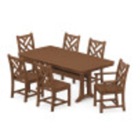 Chippendale 7-Piece Nautical Trestle Dining Set in Teak