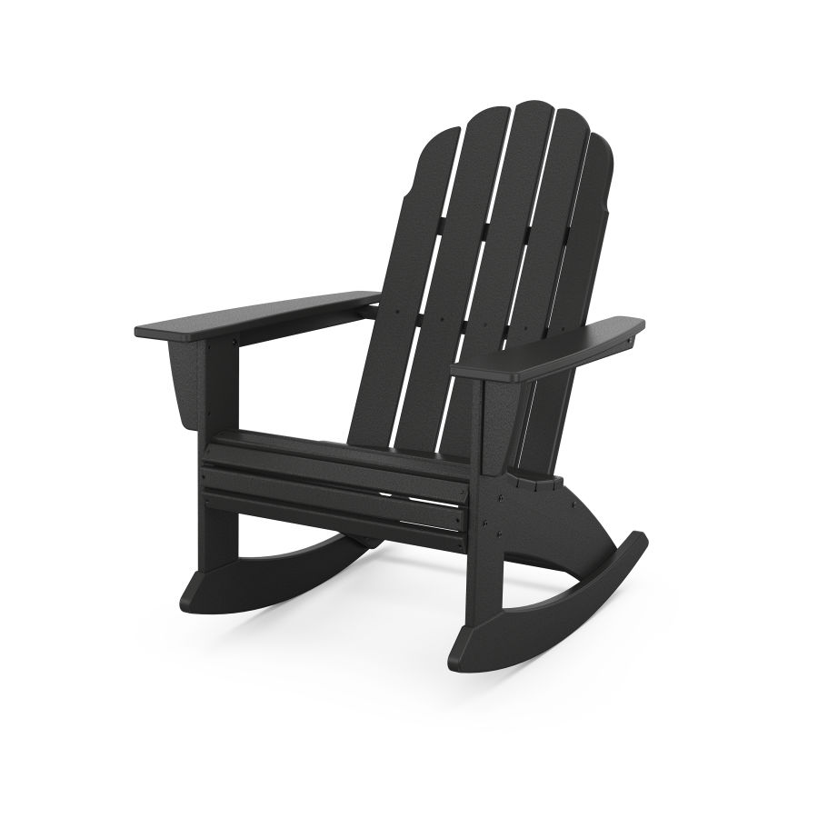 POLYWOOD Vineyard Curveback Adirondack Rocking Chair in Black
