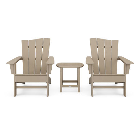 POLYWOOD Wave 3-Piece Adirondack Chair Set in Vintage Sahara
